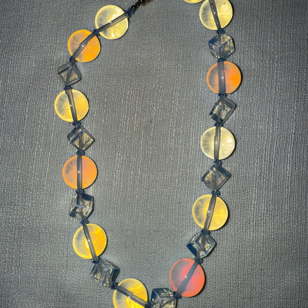 Vintage Lucite Opalite Beaded Necklace
